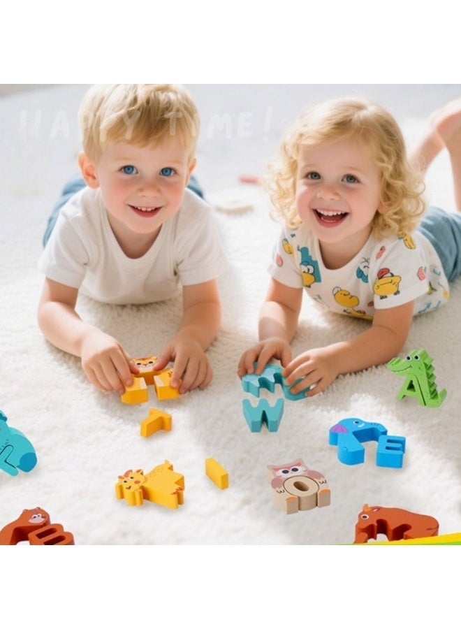 Wooden Alphabet Puzzle for Kids – Animal ABC Learning Toy, Montessori Educational Blocks for Toddlers 3-5 Years - Image 3