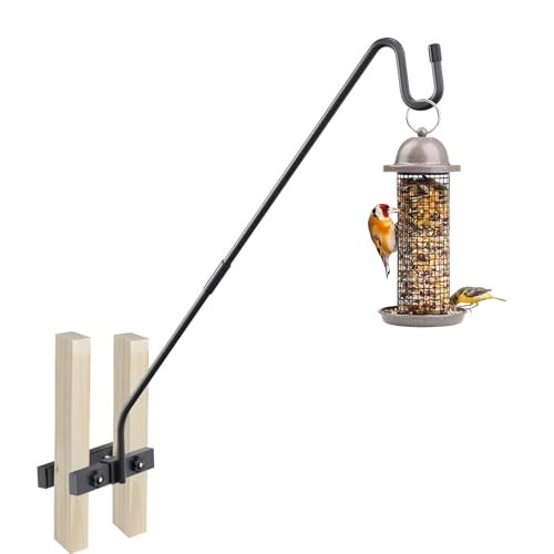 Monalife Deck Railing Plant Hanger Outdoor-Deck Hook Railing Mount，Metal Bird Feeder Hanger for Deck Railing,Fence Shepherds Hooks Pole Bracket for Hanging Hummingbird Feeder,Planter,Flower Baskets - Image 1