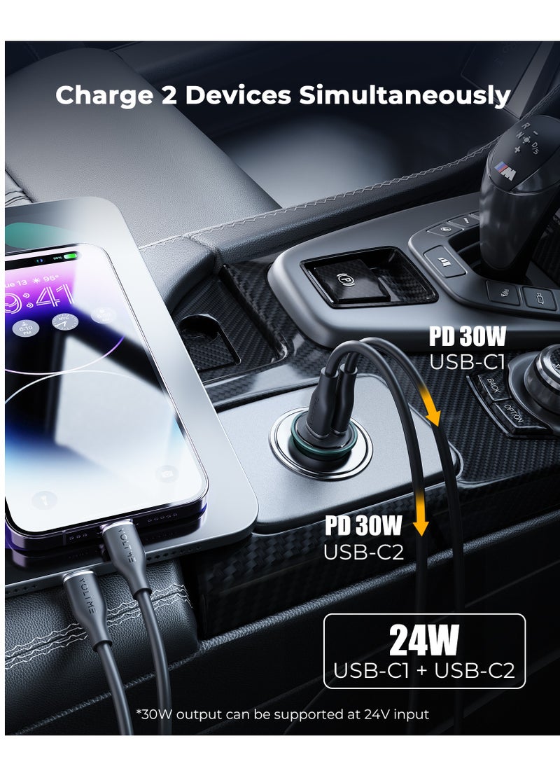 VOLTME 30W Dual USB-C Car Charger Adapter, PD 3.0 Fast Charging for iPhone 16/16 Pro Max/15/14/13/12/11 Series, iPad Pro/Air/Mini, Samsung Galaxy S25/S25 Ultra/S24/S23/S22/S21, Pixel, Android Phones – Type-C Fast Car Charger for In-Car Charging and Travel Use (Green) - Image 3