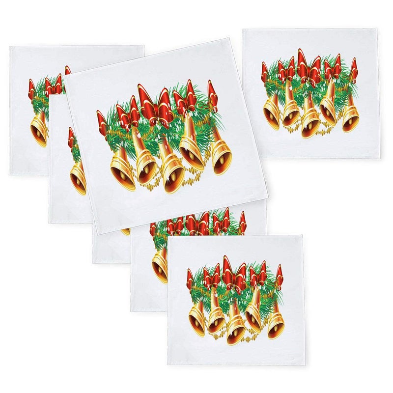 Khakee 6 Pcs Christmas Theme Tafta Silk Table Napkins 10x 10 for Xmas Decoration Christmas OrnamentsChristmas Gift npxmas41P - Image 1