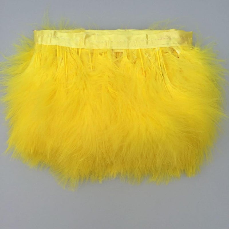 Sowder Turkey Marabou Feather Fringe Trim Pack of 2 Yards(Yellow) - Image 1