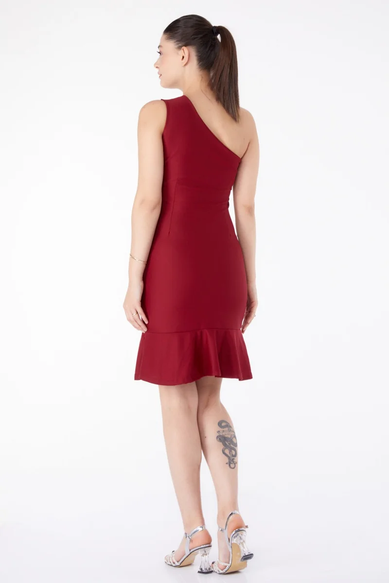 Tofisa Plain Medium Women's Burgundy Stone Evening Dress - 13183