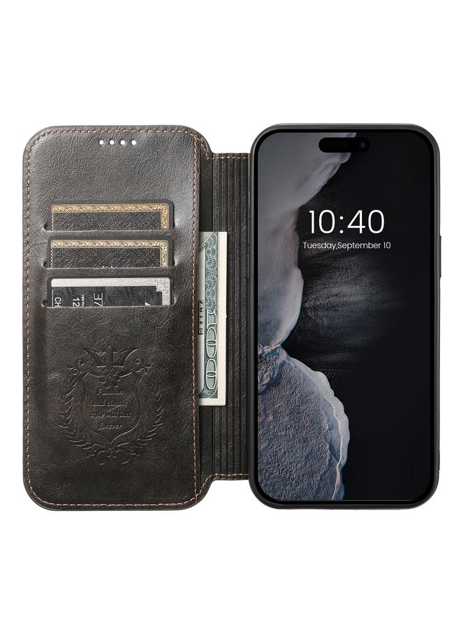 Suteni Case For iPhone 12 Pro Max J05 Leather Magnetic Magsafe Phone Case - Image 4