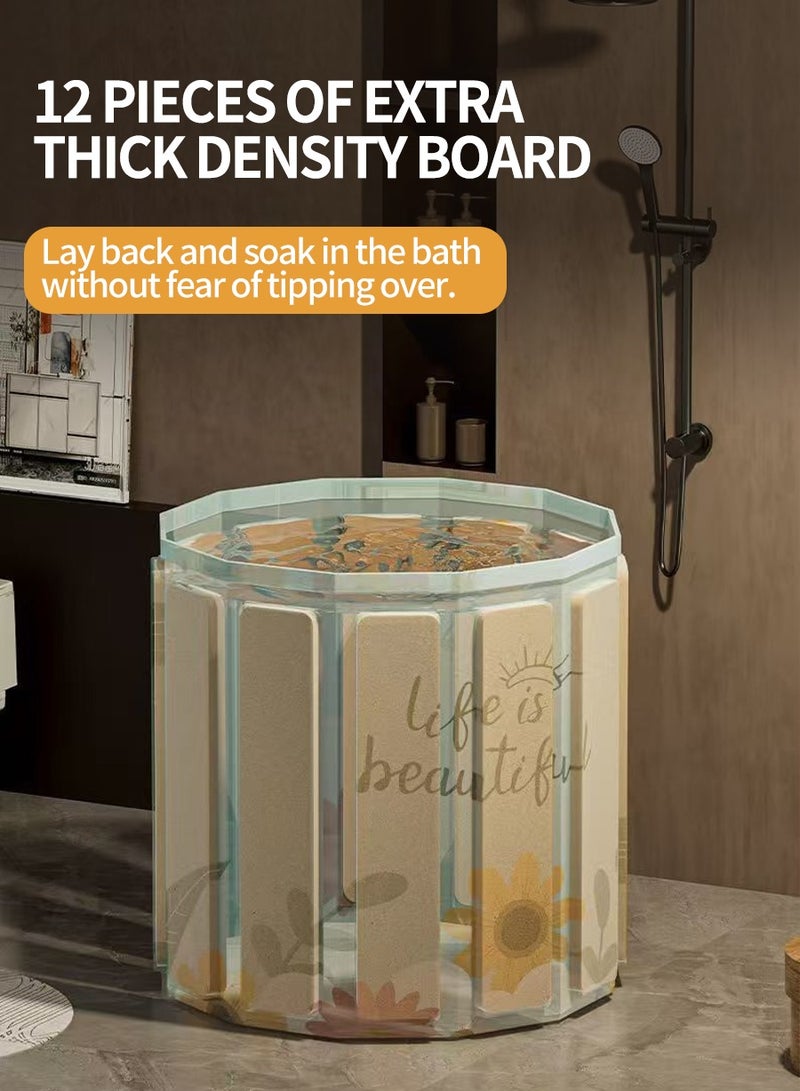 BEIRUI Large Capacity Waterproof Portable Non-Inflatable Folding Soaking Spa Bathtub Barrel, Household Large Shower Bathing Tubs, Separate Family Bathroom SPA Tub for Adults and Kid - Image 4