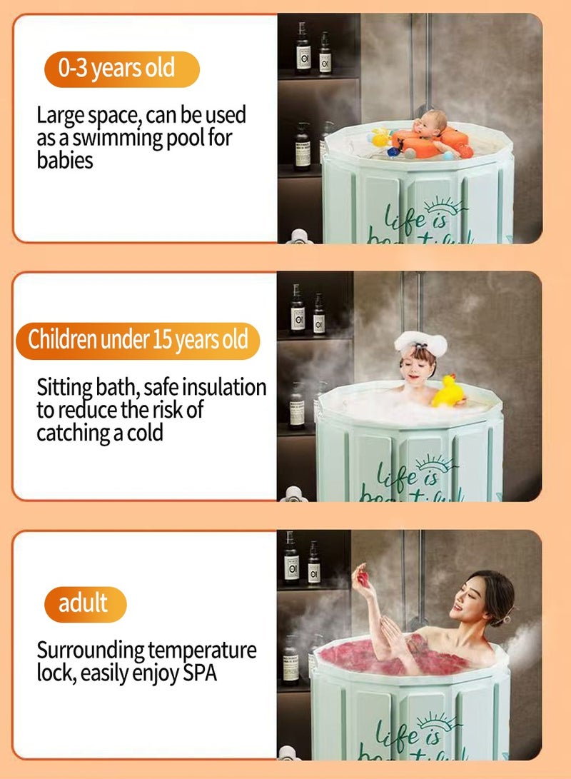 BEIRUI Large Capacity Waterproof Portable Non-Inflatable Folding Soaking Spa Bathtub Barrel, Household Large Shower Bathing Tubs, Separate Family Bathroom SPA Tub for Adults and Kid - Image 5