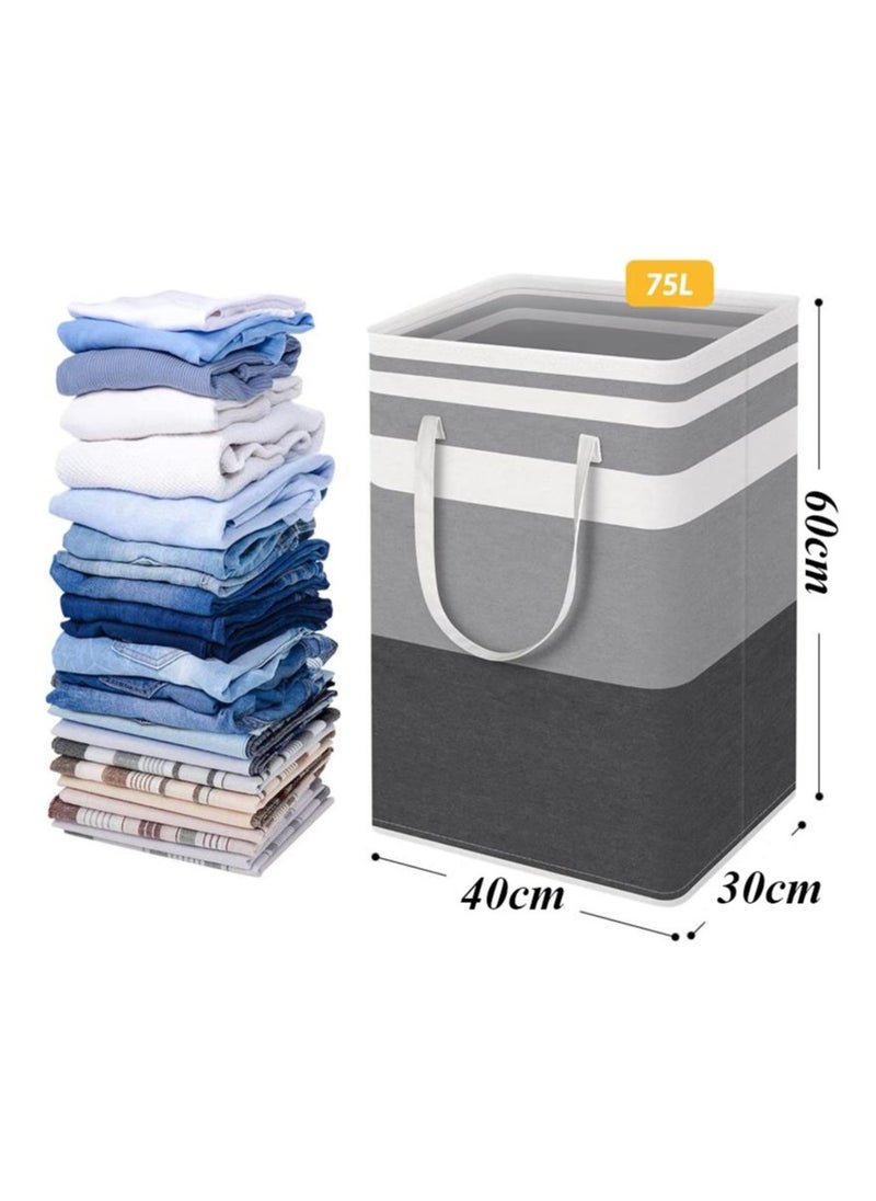 Hanayo Laundry Basket 2 Pack Laundry Basketswith Handles - Large 75L Collapsible and Waterproof Laundry Bag Foldable Hamper for Toys Blankets Dirty Clothes Bin For Bathroom Organizer  - Image 2