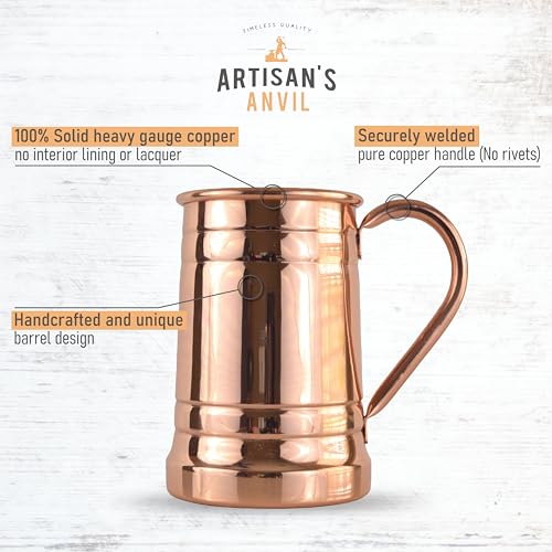 Artisan's Anvil PURE COPPER BEER MUG Unique Tankard Look Handmade 100 Pure Copper Beer Stein Solid No Lining Polished Inside Out 18 oz Ice Cold Beer Moscow Mules Recipes Ebook - Image 3
