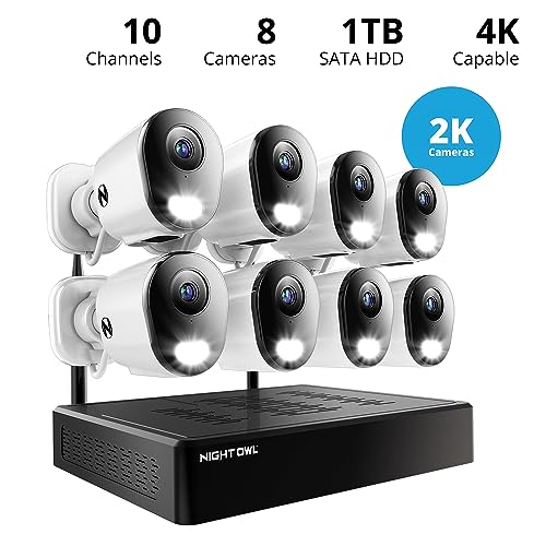 Night Owl 10 Channel Bluetooth Video Home Security Camera System with (8) Plug-in Wi-Fi 2K HD Indoor/Outdoor Spotlight Cameras with 2-Way Audio and 1TB Hard Drive (Expandable up to 10 Cameras) - Image 2