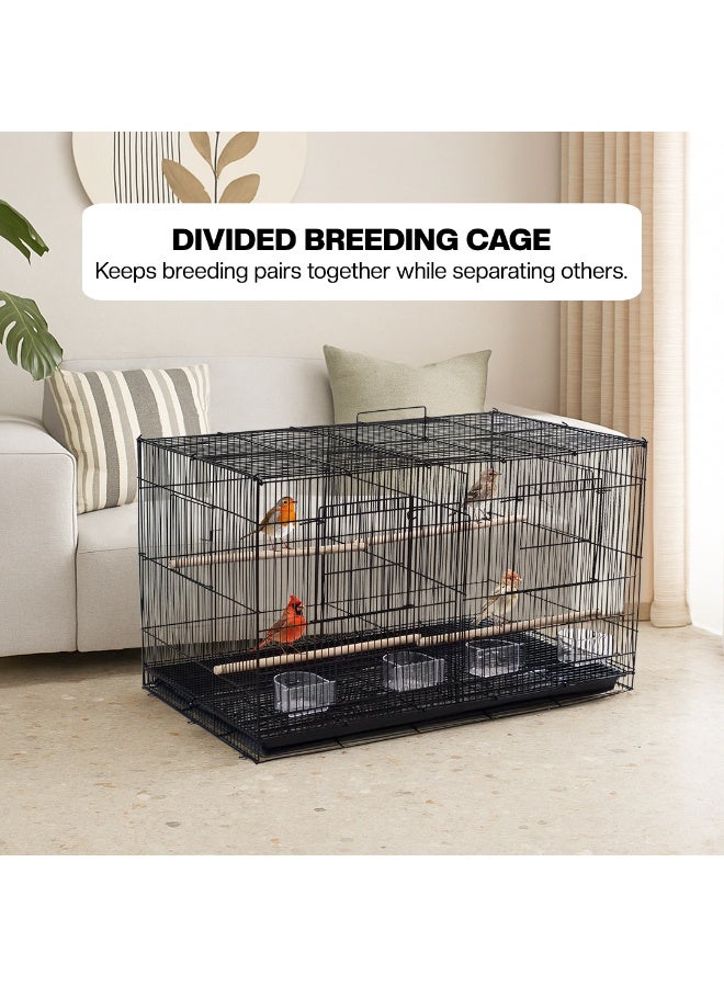 أن ان سي بيتس قفص تربية الطيور للطيور صغيرة الحجم، قفص طيور معدني قوي مع فاصل، مجثم خشبي، أكواب تغذية، وصينية قابلة للإزالة، مثالي للاستخدام الداخلي/الخارجي، 76 سم (أسود) - Image 4