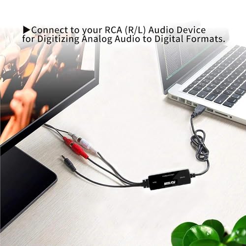 FLY KAN USB 2.0 Audio Capture Card for Windows 10/8.1/8/7 and Mac OS 10.14-Audio Grabber for Vinyl Cassette Tapes to mp3 Converter - Image 4