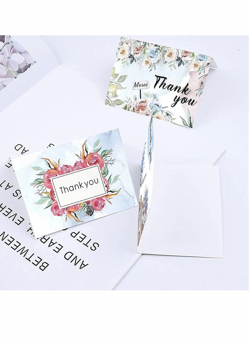 KASTWAVE - Thank You Cards Pack of 24, Flower Designs Elegant Bulk Thank You Notes, Ink Painting Series Thank You Cards, Gratitude Cards with 24 Stickers and 24 Envelopes for All Occasions, 6 Styles - Image 1
