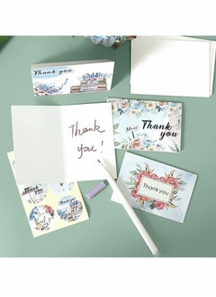 KASTWAVE Thank You Cards Pack of 24, Flower Designs Elegant Bulk Thank You Notes, Ink Painting Series Thank You Cards, Gratitude Cards with 24 Stickers and 24 Envelopes for All Occasions, 6 Styles  - Image 4