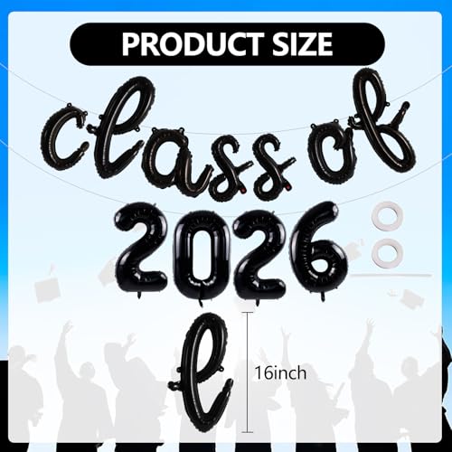 TONIFUL بالونات زينة تخرج 2026 بالخط الكوفي الأسود من TONIFUL - Image 5