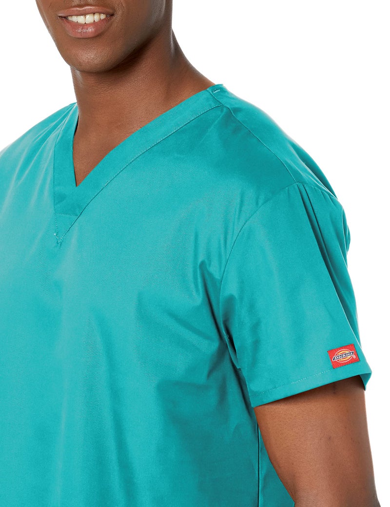 Dickies Men's V-Neck Scrub Top, Galaxy Blue, XX-Large - Image 3