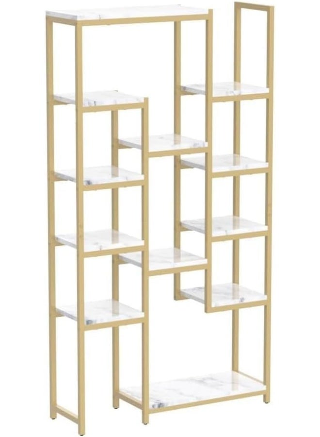 YINZUO YINZUO Marble Shelf with Metal Frame 7 Modern Designs, Space-Saving Wall-Mounted Display for Home Office, Bathroom, or Living Room Adjustable & Easy Install (Design 1)  - Image 5
