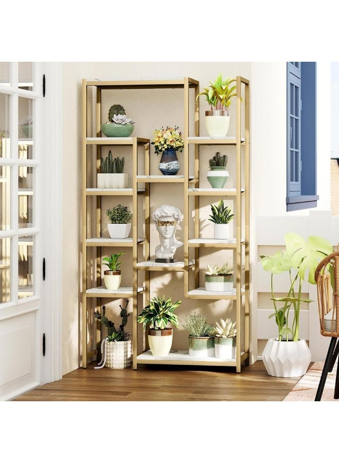 YINZUO YINZUO Marble Shelf with Metal Frame 7 Modern Designs, Space-Saving Wall-Mounted Display for Home Office, Bathroom, or Living Room Adjustable & Easy Install (Design 1)  - Image 3