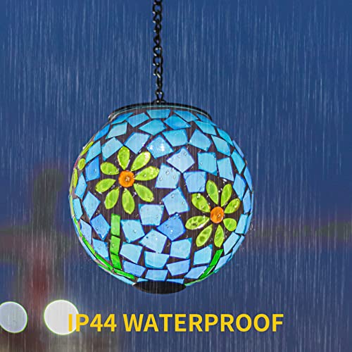VCUTEKA Solar Lanterns Outdoor Waterproof - Hanging Solar Lights Garden LED Lanterns Mosaic Glass Design for Landscape Patio Yard Garden Pathway Decoration - Image 3