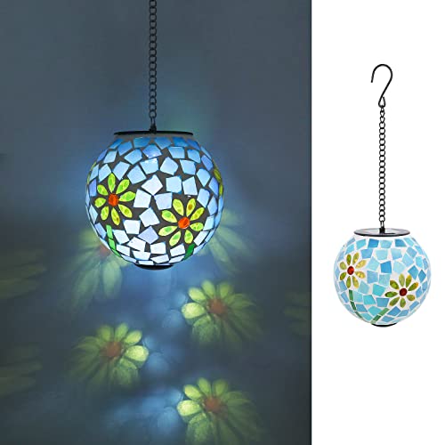 VCUTEKA Solar Lanterns Outdoor Waterproof - Hanging Solar Lights Garden LED Lanterns Mosaic Glass Design for Landscape Patio Yard Garden Pathway Decoration - Image 1