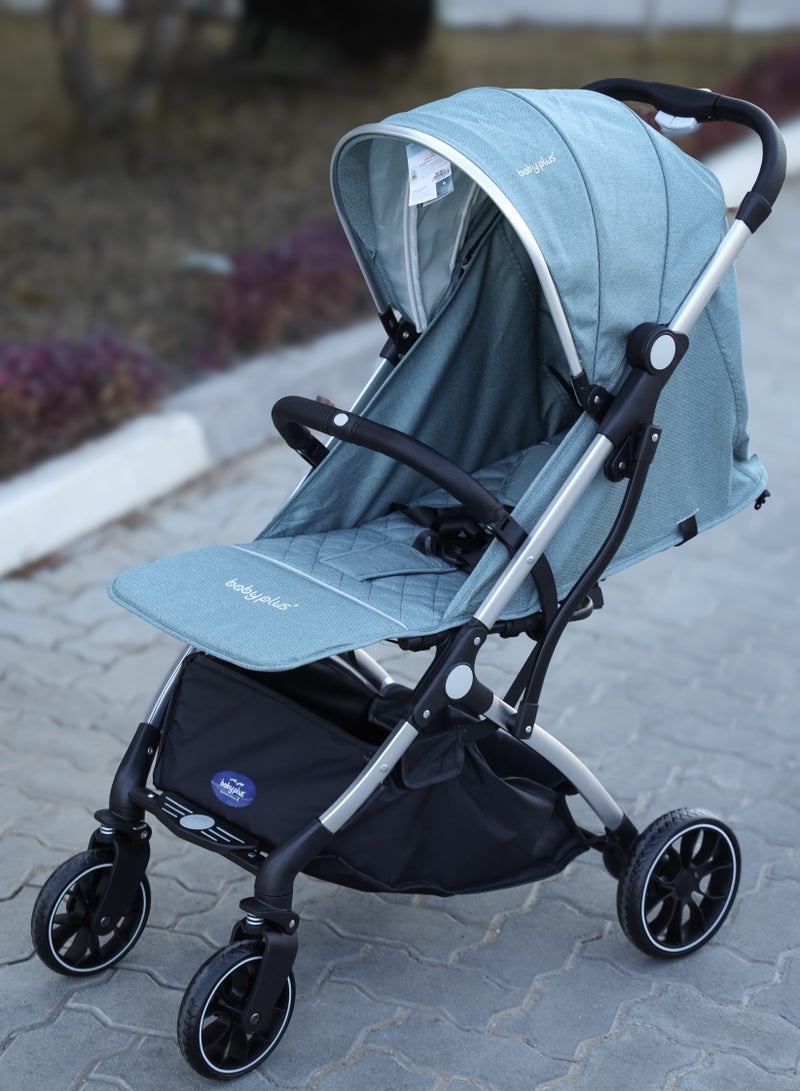 BABY PLUS BABY PLUS Foldable Baby Stroller for Newborns & Toddlers (0-3 Years) – Durable Travel Stroller with Adjustable Canopy, Safety Belt & Large Storage Basket – Blue - Image 2