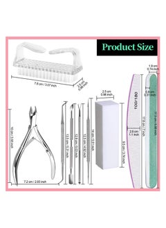 KHAJUL 12 PCS Nail Files and Buffer Block Set, Cuticle Nippers with 100/180 Emery Boards Nail Buffer Kit, Pusher Toenail Lifter Peeler Scraper Nail Brush, For Manicure and Pedicure Tools (White)  - Image 2