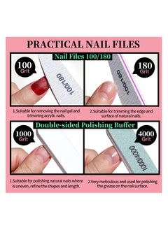 KHAJUL 12 PCS Nail Files and Buffer Block Set, Cuticle Nippers with 100/180 Emery Boards Nail Buffer Kit, Pusher Toenail Lifter Peeler Scraper Nail Brush, For Manicure and Pedicure Tools (White)  - Image 3