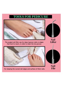 KHAJUL 12 PCS Nail Files and Buffer Block Set, Cuticle Nippers with 100/180 Emery Boards Nail Buffer Kit, Pusher Toenail Lifter Peeler Scraper Nail Brush, For Manicure and Pedicure Tools (White)  - Image 4