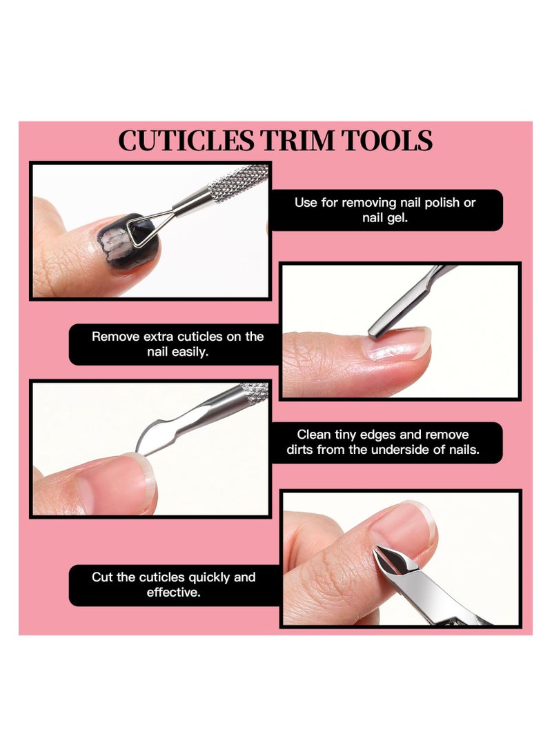 KHAJUL - 12 PCS Nail Files and Buffer Block Set, Cuticle Nippers with 100/180 Emery Boards Nail Buffer Kit, Pusher Toenail Lifter Peeler Scraper Nail Brush, For Manicure and Pedicure Tools (White) - Image 1