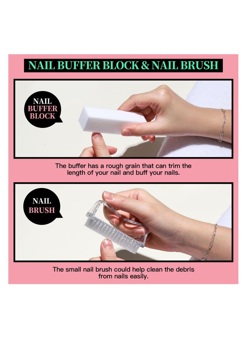 KHAJUL - 12 PCS Nail Files and Buffer Block Set, Cuticle Nippers with 100/180 Emery Boards Nail Buffer Kit, Pusher Toenail Lifter Peeler Scraper Nail Brush, For Manicure and Pedicure Tools (White) - Image 1
