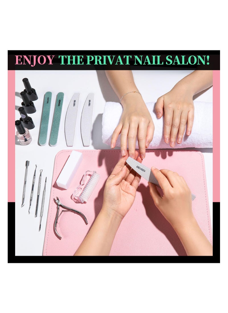 KHAJUL - 12 PCS Nail Files and Buffer Block Set, Cuticle Nippers with 100/180 Emery Boards Nail Buffer Kit, Pusher Toenail Lifter Peeler Scraper Nail Brush, For Manicure and Pedicure Tools (White) - Image 1