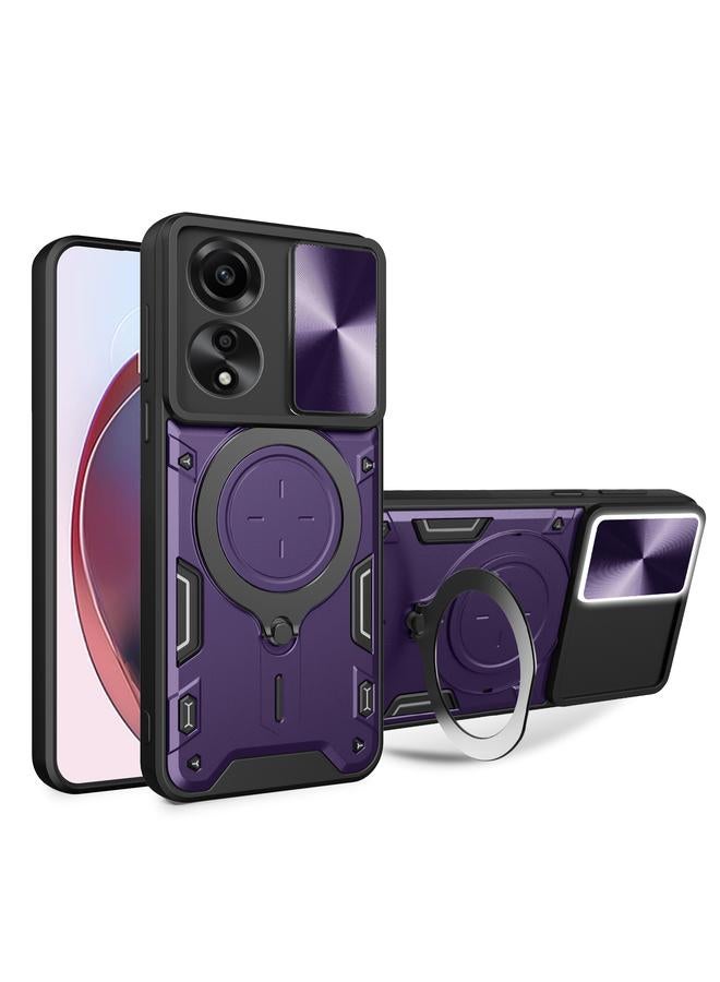 اس-توب جراب لهاتف OPPO A78 4G CD Texture Sliding Camshield حامل مغناطيسي للهاتف - Image 1