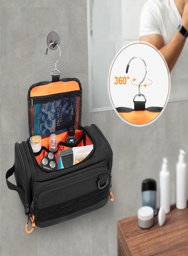 Prokva Tactical Toiletry Bag for Men, Hanging Hygiene Bag, Travel Dopp Kit Organizer for Shaving, Shower Essentials and Toiletries (Empty Bag), Black - Image 4