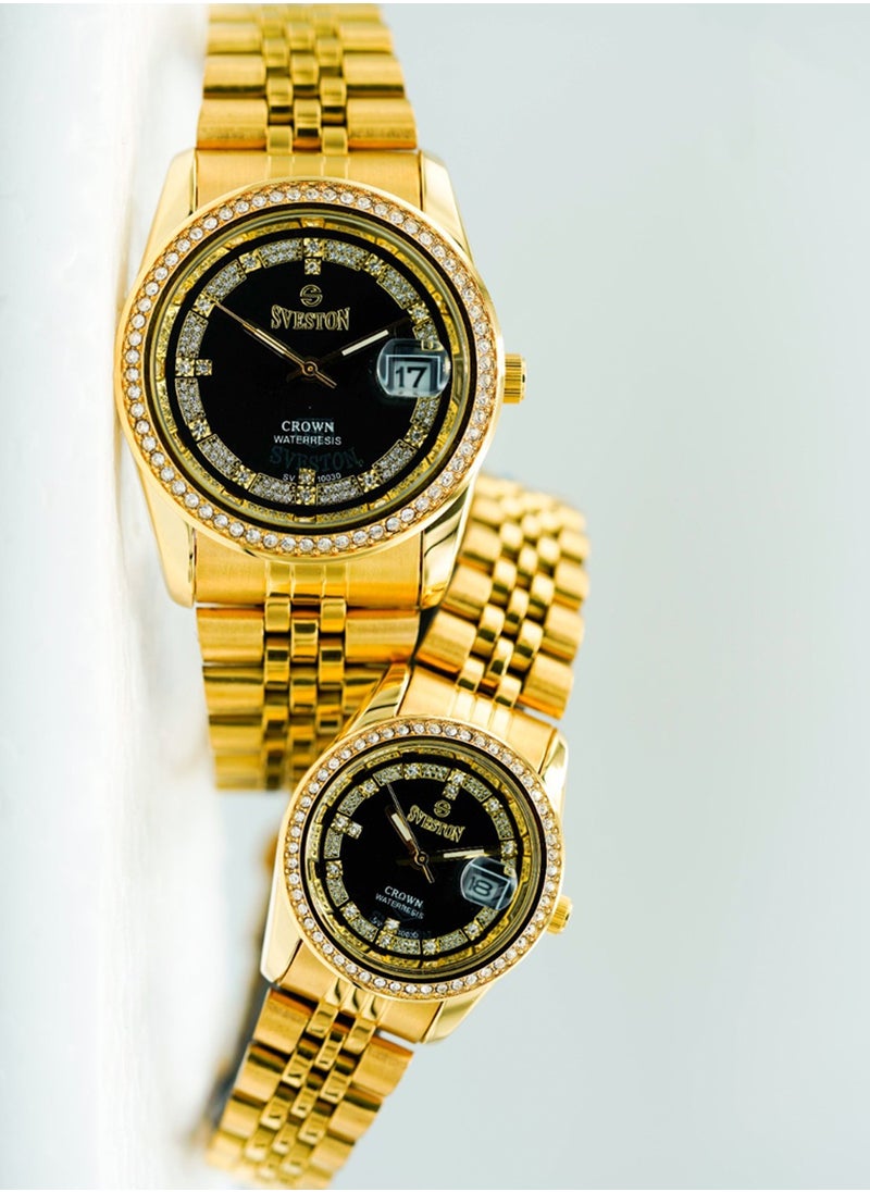 Sveston - Couple Set Gold Stainless Steel Band Watch SV 10030 - Image 1