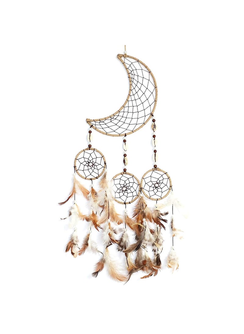 RPH Handicrafts RPH Handicrafts Moon Shape Dream Catcher Half Moon Home Decor Wall Hanging Bedroom Best for Gifts and Decoration 60x16cm Natural  - Image 1