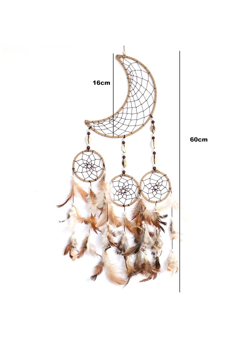 RPH Handicrafts RPH Handicrafts Moon Shape Dream Catcher Half Moon Home Decor Wall Hanging Bedroom Best for Gifts and Decoration 60x16cm Natural  - Image 4