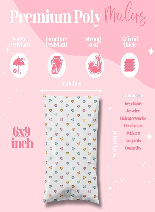 Pretty Package Store 6x9 Designer Poly Mailer 100 Pack Heavy Duty Waterproof Self Seal Shipping Bags for Small Business Large Mailing Envelopes Bulk Tear Resistant Packaging Preppy Hearts - Image 3
