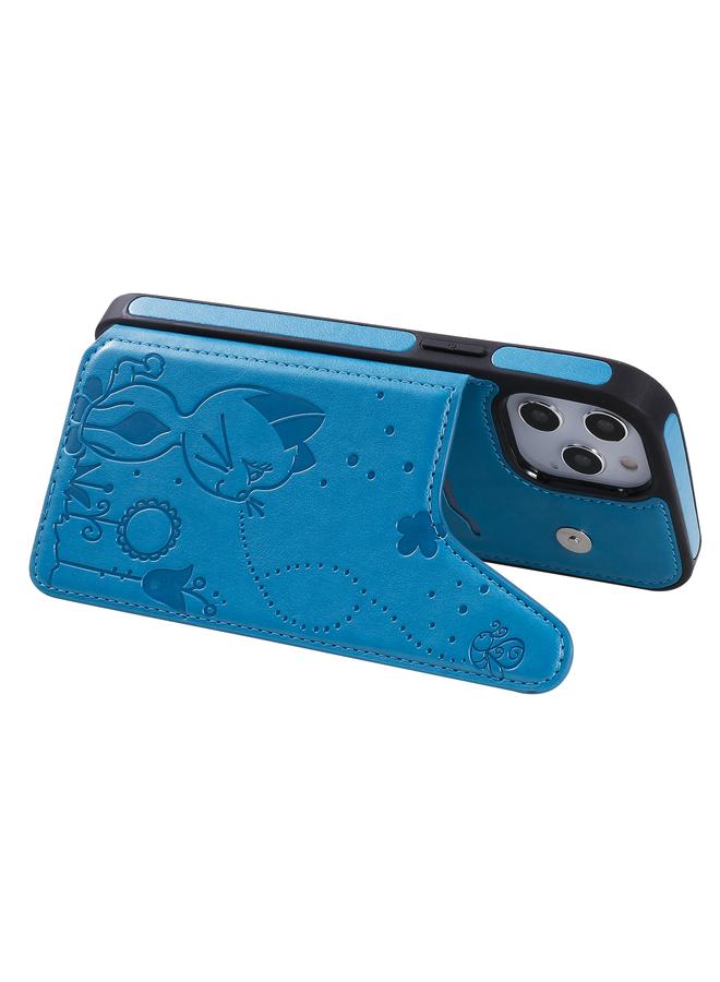 زبون جراب لهاتف iPhone 12 Pro Max بنقش نحلة القط، جراب واقٍ مقاوم للصدمات مع فتحات للبطاقات وإطار للصور - Image 4