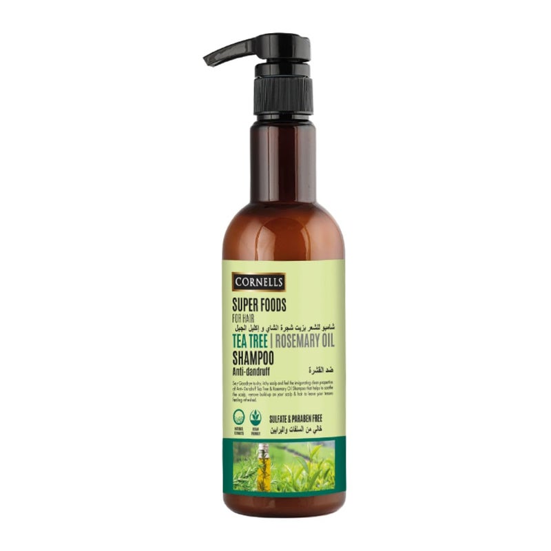 Cornells Wellness Super Foods For Hair Care Tea Tree & Rosemary Oil Shampoo 500ml, Anti Dandruff Daily Shampoo, Scalp Care With Antibacterial Formula, Sulfate-free, Paraben-free, All Hair Types
