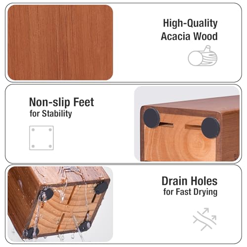 ENOKING 5.5" Steak Knife Block without Knives，Acacia Wood Knife Holder with 6 Slot, Small Knife Storage for Home/Kitchen - Image 5