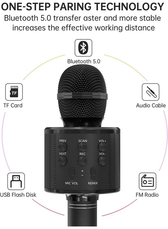 ELTRAZONE 2-Pack Wireless Bluetooth Karaoke Microphones - Portable Handheld Mic with Speaker, Great for All Ages (Black & Gold) - Image 2