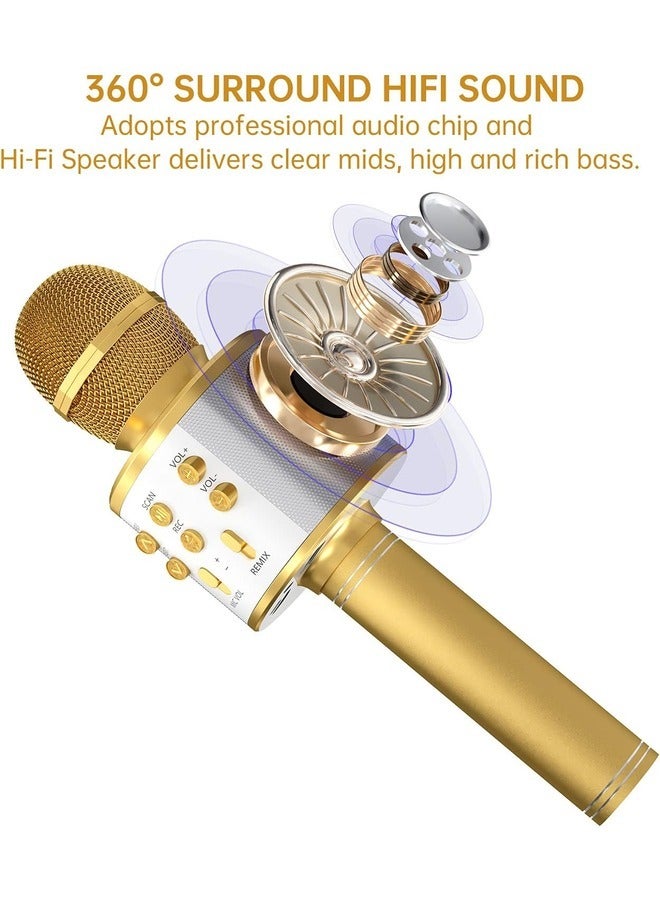 ELTRAZONE 2-Pack Wireless Bluetooth Karaoke Microphones - Portable Handheld Mic with Speaker, Great for All Ages (Black & Gold) - Image 3