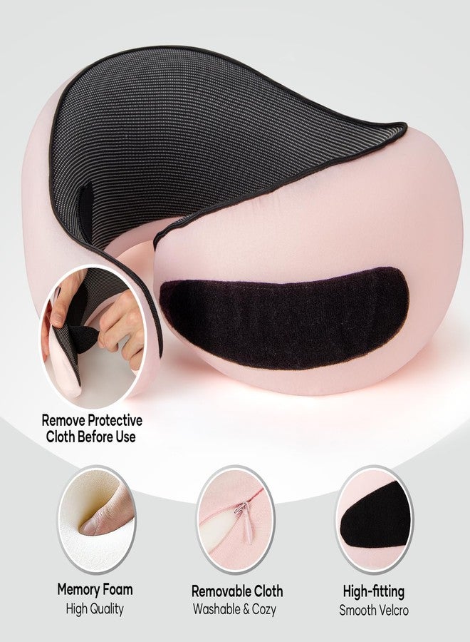 NOCRLG Travel Pillow, Travel Neck Pillow for Airplanes Car, 100% Pure Memory Foam Travel Pillow, Sleeping Essentials for Long Flight 360° Head Support Degree Comfort and Breathability (Pink) - Image 3