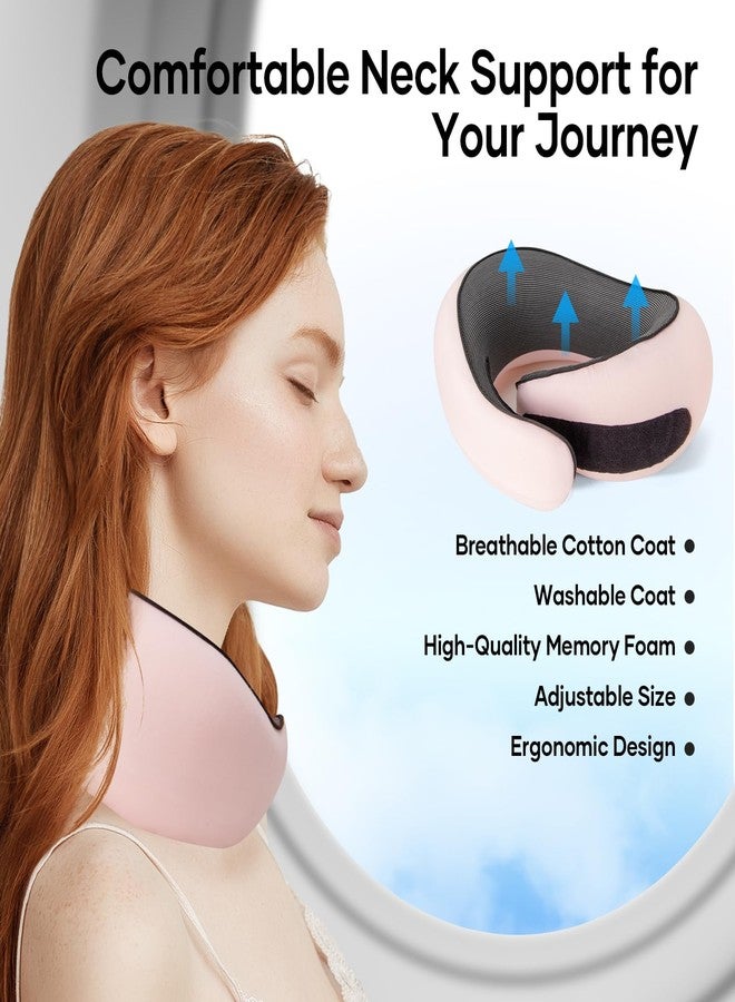 NOCRLG Travel Pillow, Travel Neck Pillow for Airplanes Car, 100% Pure Memory Foam Travel Pillow, Sleeping Essentials for Long Flight 360° Head Support Degree Comfort and Breathability (Pink) - Image 5