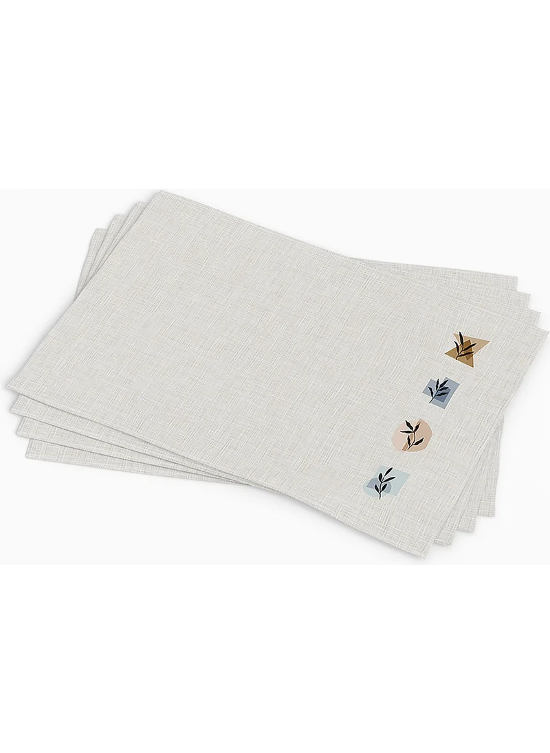 Cango Home Brown Blue Modern Abstract Leaf Patterned Digital Printed Placemat Set of 4 4KMBS107-AS