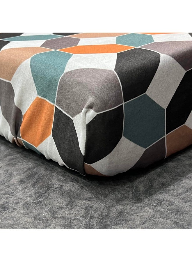 ohello® Stretchable/Spandex Printed Sofa Slip Cover, Pack of 10 Sofa seat Covers can use for livingroom, Couch, Wooden Sofas & Offices (Beige & Orange, SSC_913) - Image 4