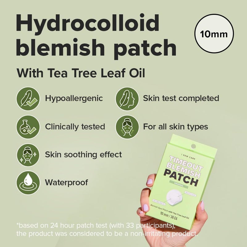 I DEW CARE Hydrocolloid Acne Pimple Patch - Timeout Blemish Original | Korean Zit Dark Spot Patches for Face and Skin, Pus absorbing with Tea Tree Oil, Trouble Treatment, 36 Count - Image 3