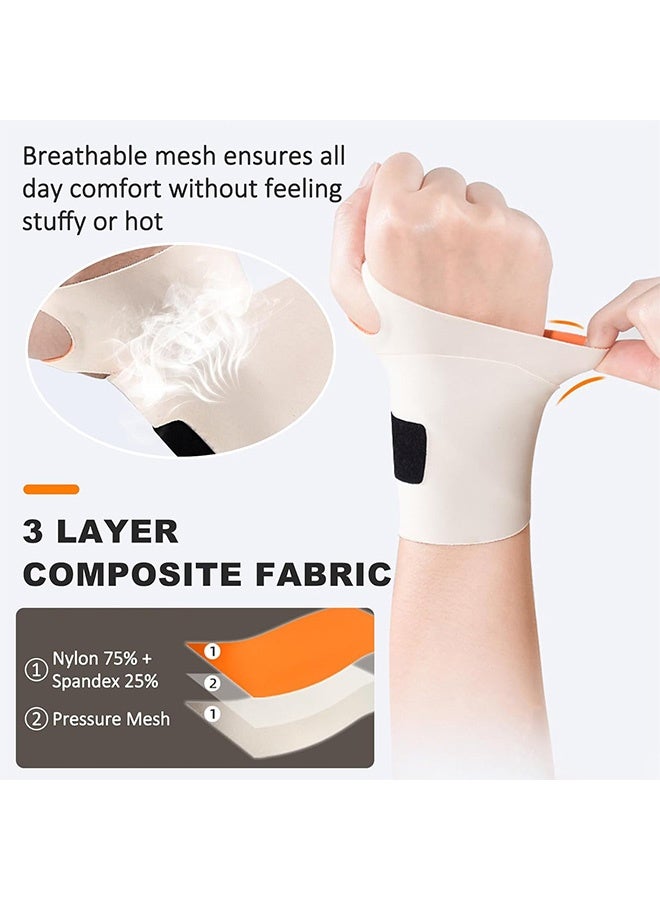 إم إكس إن قطعتان من دعامة المعصم الرفيعة للغاية مع نقاط مرتفعة لنفق الرسغ، لفافة معصم مرنة، دعم المعصم لنفق الرسغ، والتهاب الأوتار، وتخفيف الألم - Image 4