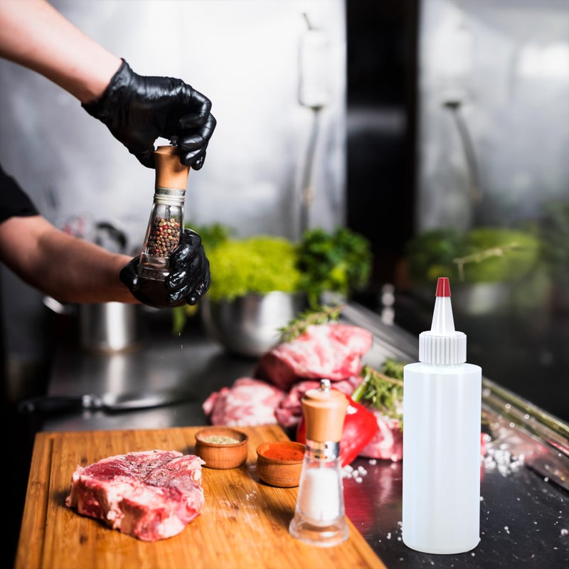 BRIGHTFROM Condiment Squeeze Bottles, 4 OZ Empty Squirt Bottle with Red Top Cap, Leak Proof - Great for Ketchup, Mustard, Syrup, Sauces, Dressing, Oil, Arts and Crafts, BPA FREE Plastic - Pack of 2 - Image 3