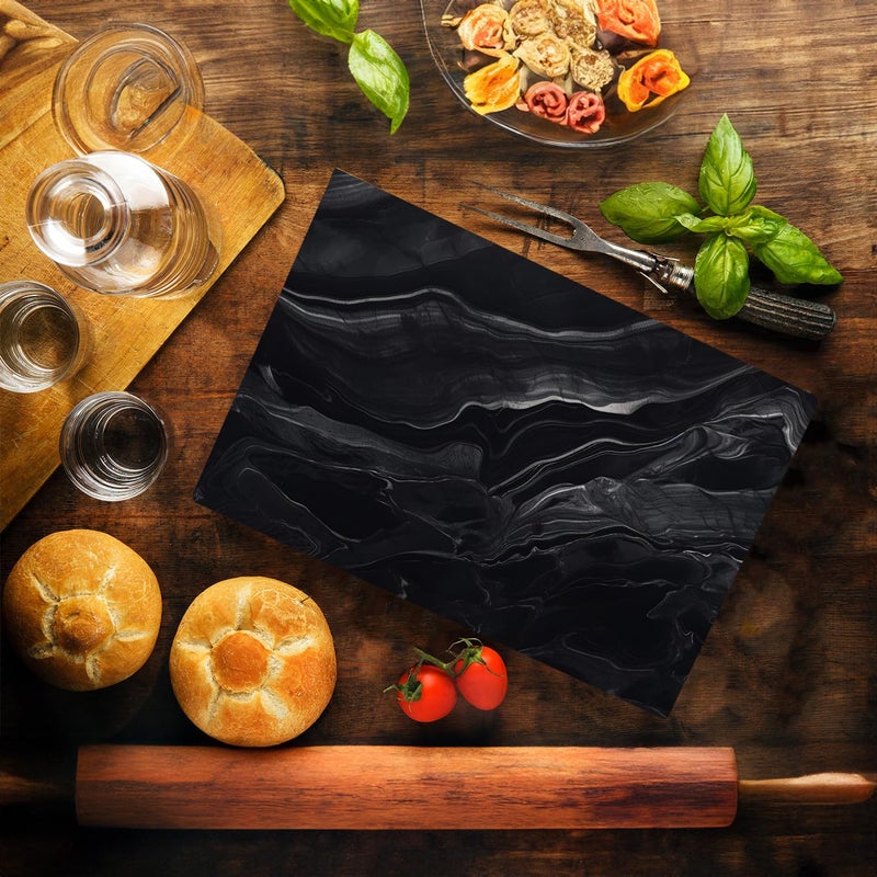 DAJDC Black Marble Kitchen Glass Cutting Board Ocean Decorative Gift Marbled Granite Stone Rock Gift For Her Mom Wife (Black Marble) - Image 2