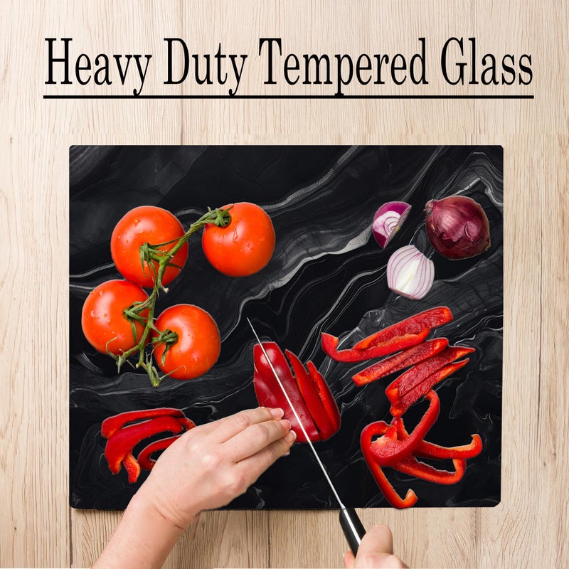 DAJDC Black Marble Kitchen Glass Cutting Board Ocean Decorative Gift Marbled Granite Stone Rock Gift For Her Mom Wife (Black Marble) - Image 4