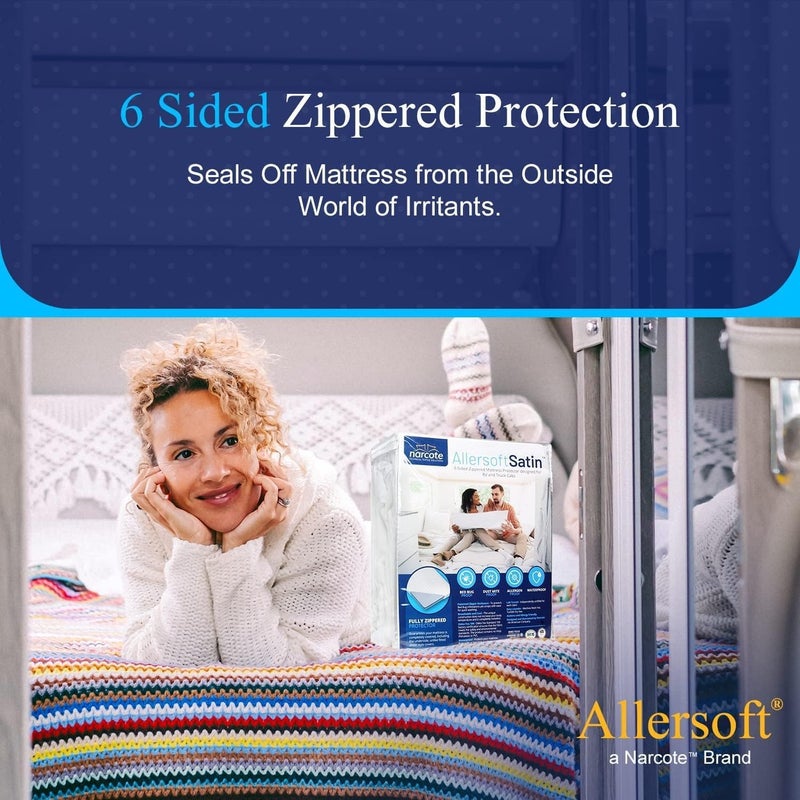 AllerSoft RV 6 Sided Zippered Mattress Protector with Secure Locking Zipper for Shorter 3-8 Depths| Creates a Natural Seal Around Your Mattress from Dust, Pet Dander, Pollen, Liquids & More| 28x72 - Image 4